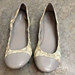 Grey and Green Snake Skin Flats